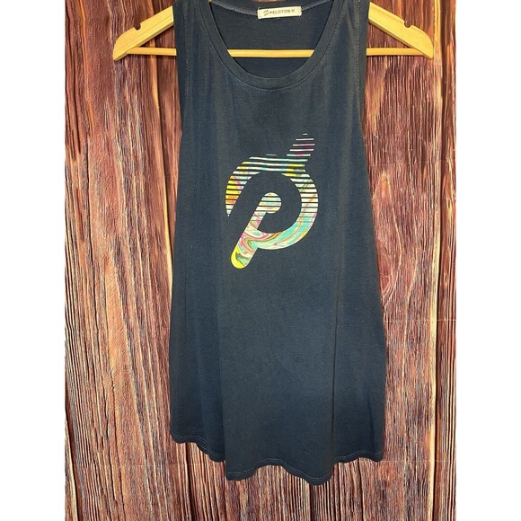 Peloton Women’s Blue Racerback Logo Graphic Muscle Tank Top Size Medium - Picture 1 of 8
